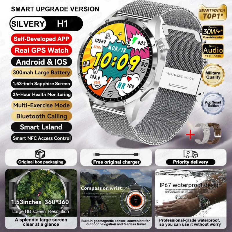 For HUAWEI IOS Outdoor Sport GPS Smart Watch Men 1.53-inch HD AMOLED Screen IP68 Waterproof Bluetooth Call NFC Smartwatch 2025