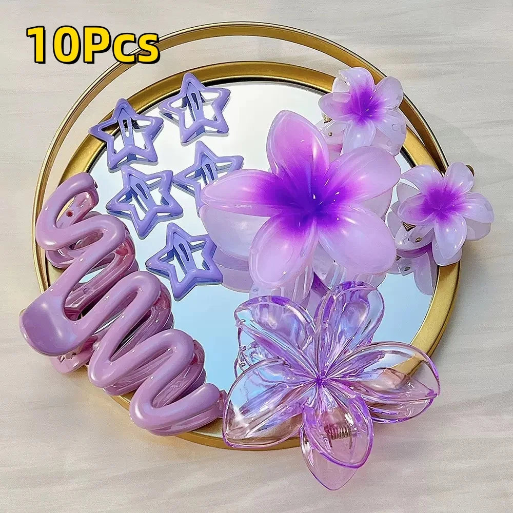 18Pcs Egg Flower Hair Clips Gradient Candy Color Flowers Suitable for Daily Use Backcombed Ponytail Shark Clip Hair Accessories