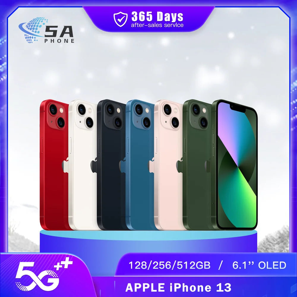 Original Apple iPhone 13 5G Mobile Phone 128GB/256GB/512GB Face ID NFC 6.1'' XDR OLED 12MP Bionic A15 Hexa Core IOS SmartPhone