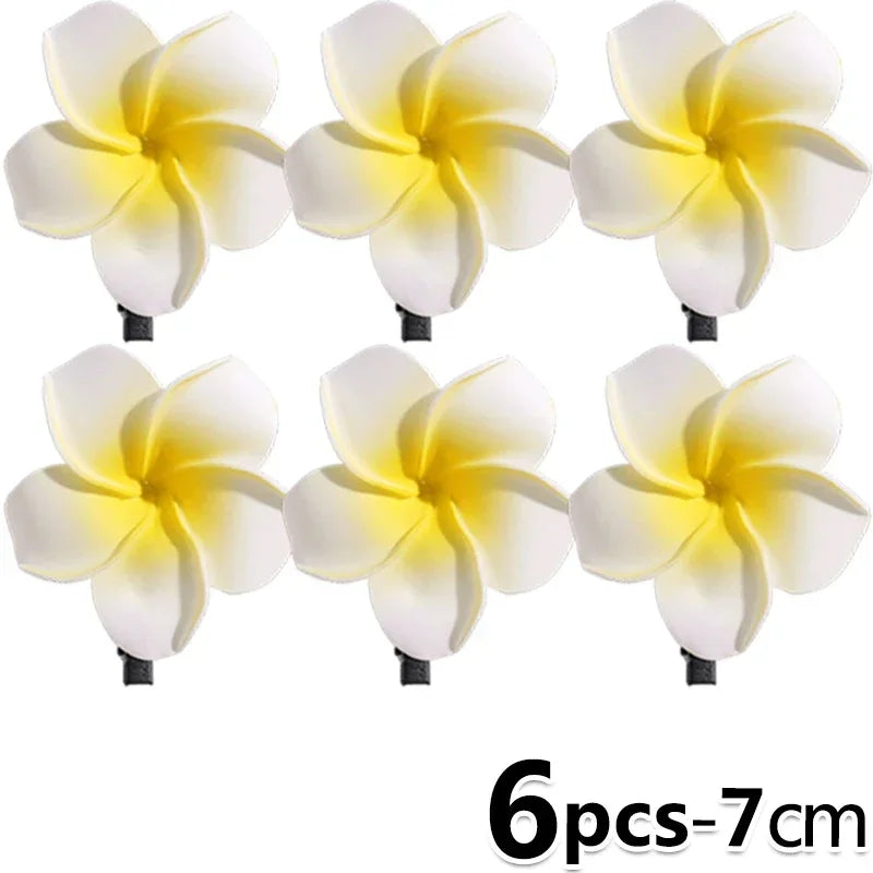 1-10pcs Plumeria Flower Hair Clips For Women Hairpins Girls Side Bangs Clips Flower Barrette Hawaiian Party Bag Hat Accessories