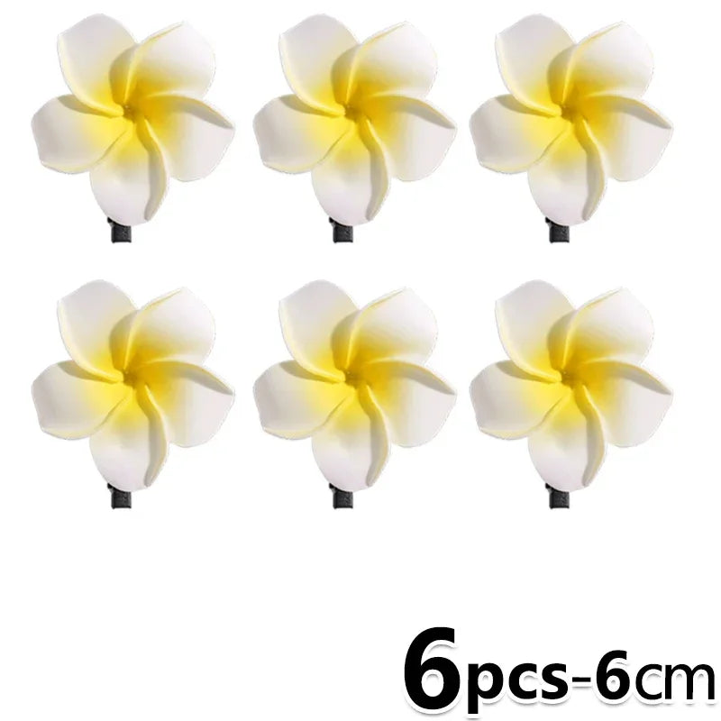1-10pcs Plumeria Flower Hair Clips For Women Hairpins Girls Side Bangs Clips Flower Barrette Hawaiian Party Bag Hat Accessories