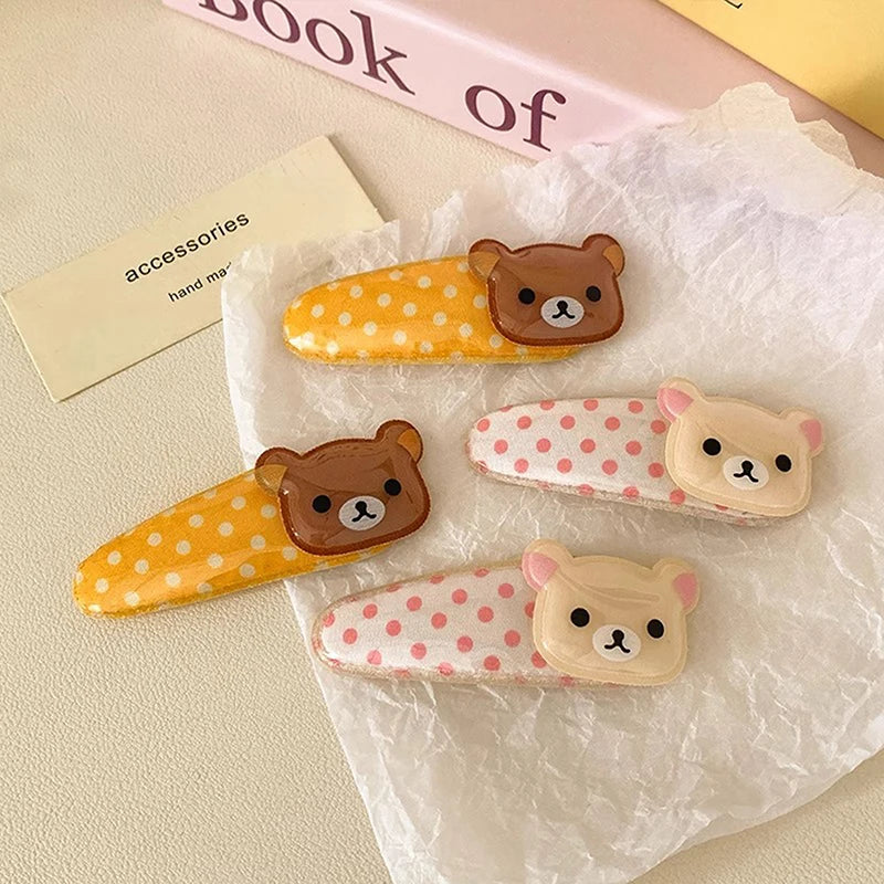 1/2pcs Kawaii Rilakkuma Bangs Side Clip Cartoon Cute Wave Point BB Hair Clip Sweet Versatile Hairpin Hair  Birthday Gift