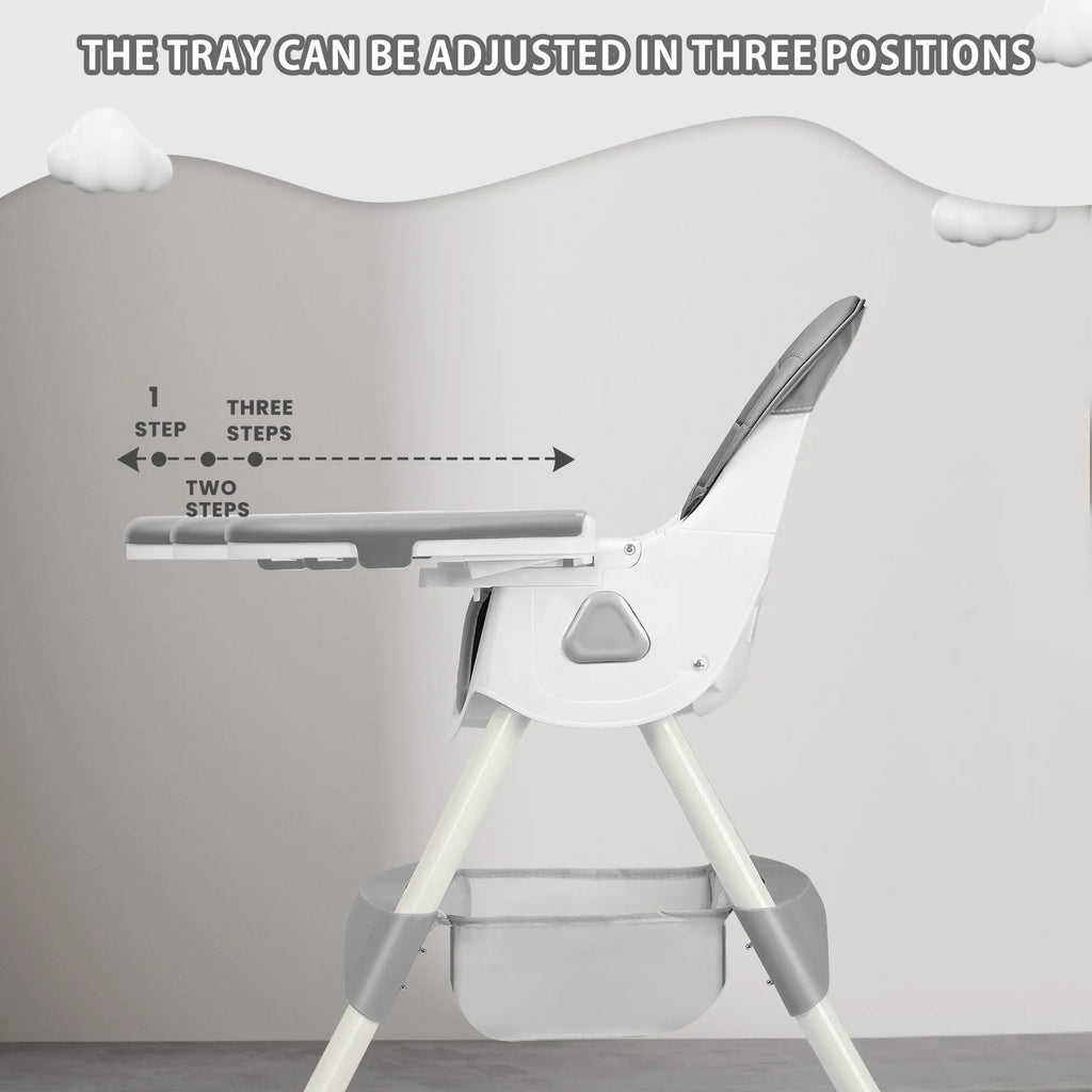 UBRAVOO Foldable Baby High Chair 6 Months Plus, with Large Antislip Pad & ToyRack, Easy to Clean Feeding , E500