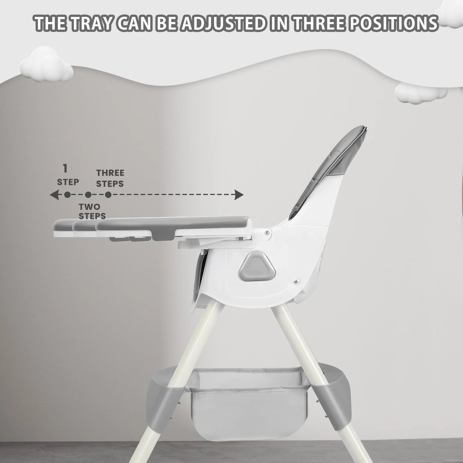 UBRAVOO Foldable Baby High Chair 6 Months Plus, with Large Antislip Pad & ToyRack, Easy to Clean Feeding , E500