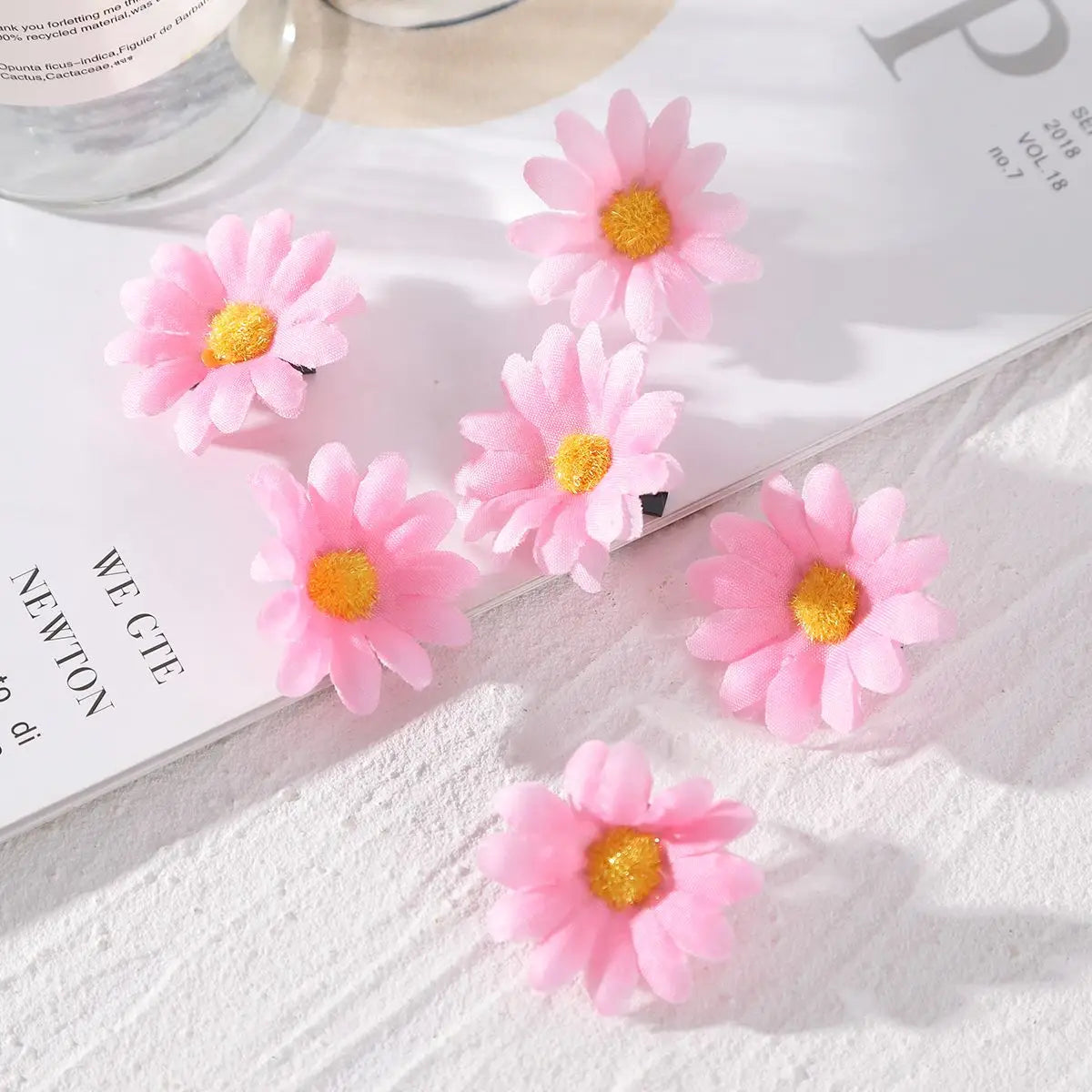 AWAYTR 6Pcs Sunflower Hair Clips Side Bangs Clip Cute Daisy Small Flower Hairpins Duckbill Hairpin Women Hair Accessories