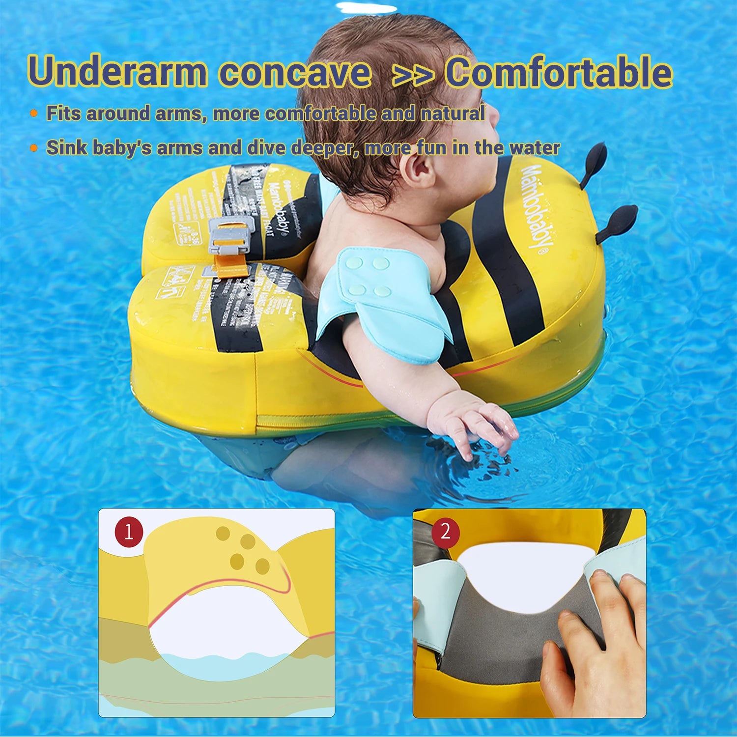 Mambobaby VIP Dropshipping Non-Inflatable Baby  Floats with Canopy  Underarm Swimming  Floater Spa Buoy Trainer Suppliers