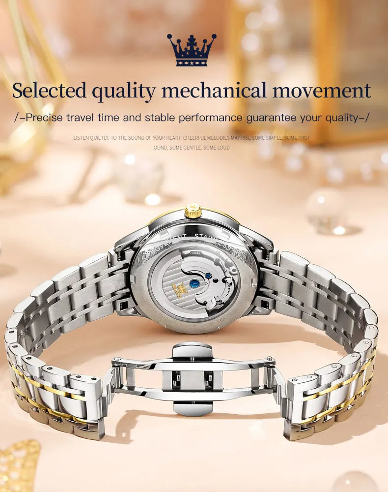 OLEVS Women's Watches Luxury Tourbillon Style Original Automatic Mechanical Watch for Woman Waterproof Luminous Ladies Watch