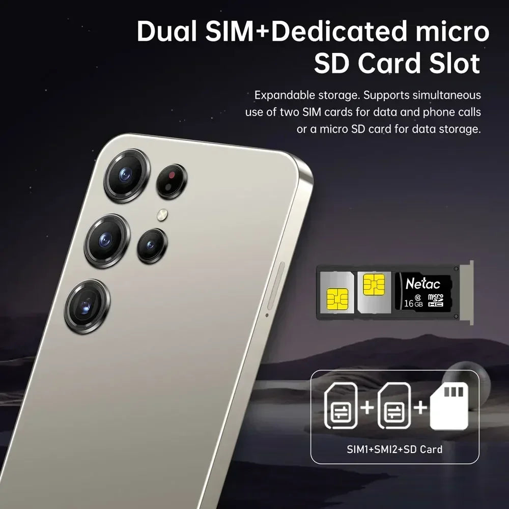 2025 Cellphones S25 Ultra Original 5G Smartphone 7.3HD Dual SIM Card Cell Phone 7800mAh Android 14 Global Version Mobile Phones