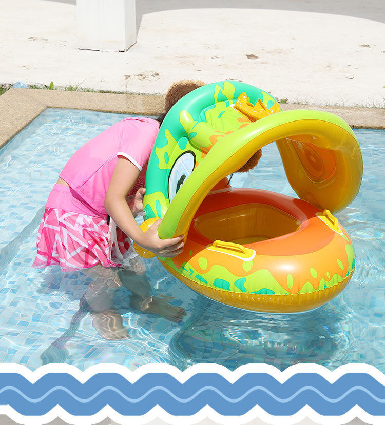 Infant Baby Float Swimming Seat Circle Inflatable Pool Swimming Ring Baby Water Seat with Sunshade Summer Beach Party Toys