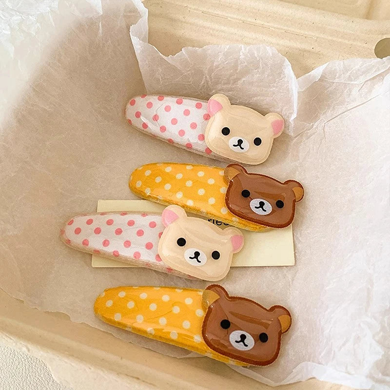 1/2pcs Kawaii Rilakkuma Bangs Side Clip Cartoon Cute Wave Point BB Hair Clip Sweet Versatile Hairpin Hair  Birthday Gift