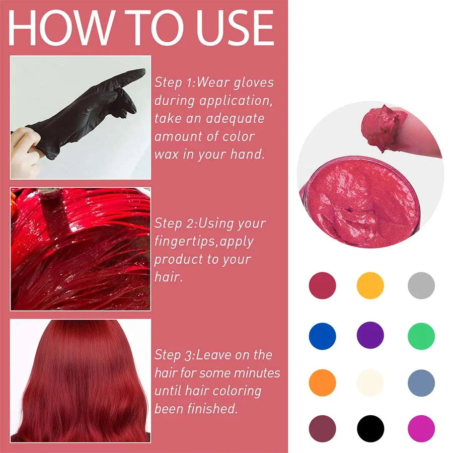 GOIPLE DIY Hairs Dyed Mud Hair Colour Wax Easy To Wash Long Lasting Dye for Eyebrow Beards Coloring Temporary Hair Colour Cream