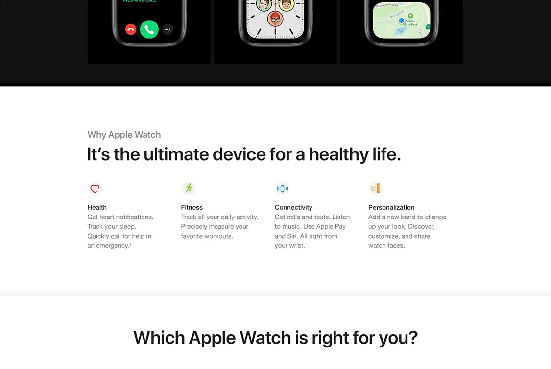 Apple Watch Series 6 GPS 40mm / 44mm Apple Watch S6 Aluminum Case with Sport Band iOS SmartWatch (Renewed)