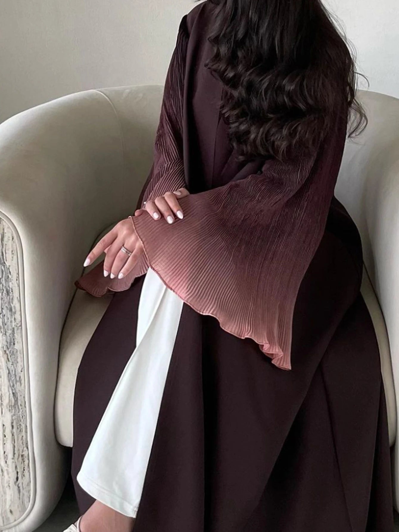 Muslim Flare Sleeve Casual Arabian Abayas Middle-East Elegant Open Front Abaya Turkey Kaftans Women Jilbabs Islamic Maxi Dresses