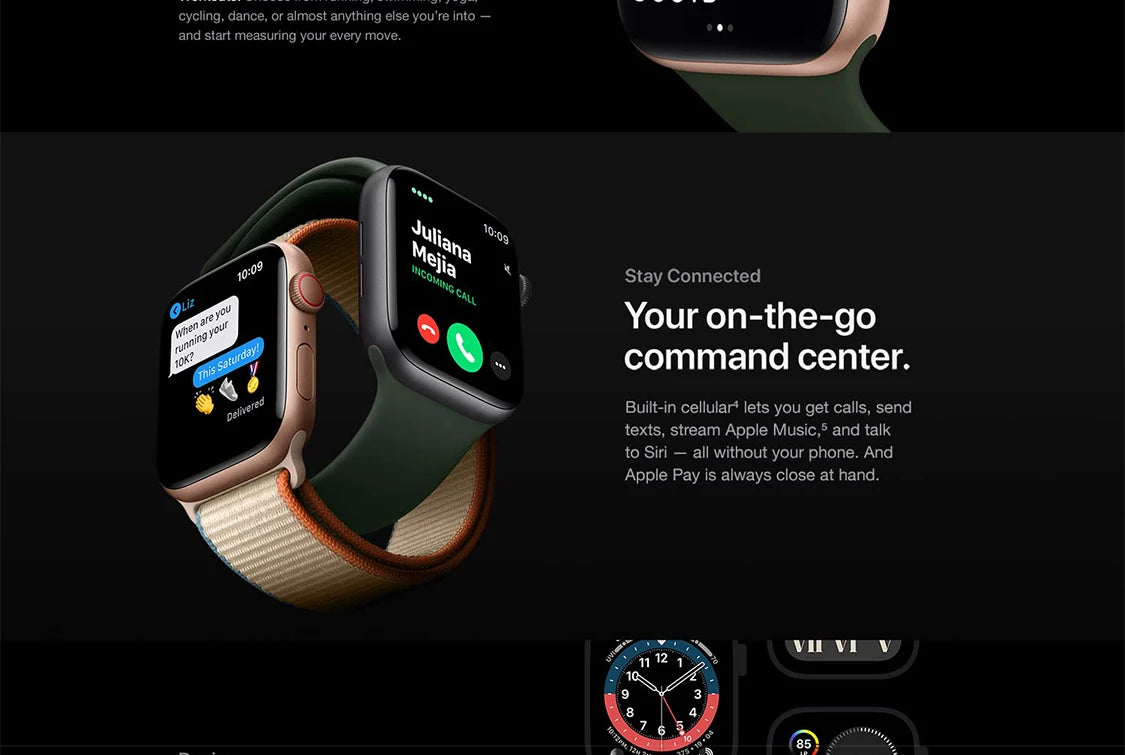 Apple Watch Series 6 GPS 40mm / 44mm Apple Watch S6 Aluminum Case with Sport Band iOS SmartWatch (Renewed)