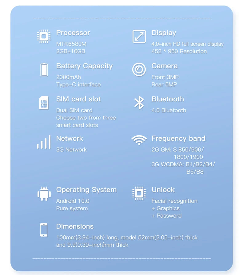 New Arrivals ONEMYTH S25 Pro Mini 3G Smartphone 4.0 Inch Full Screen Display 2000mAh 2GB RAM 16GB ROM Dual SIM With Play Store
