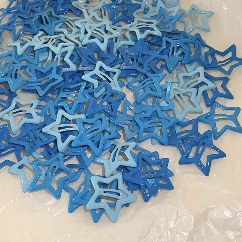 10/50pcs Colorful Kawaii Star Barrettes Y2K Sweet Girls BB Solid Star Hairclips Metal Snap Clip Headdress Hair Jewelry Gifts