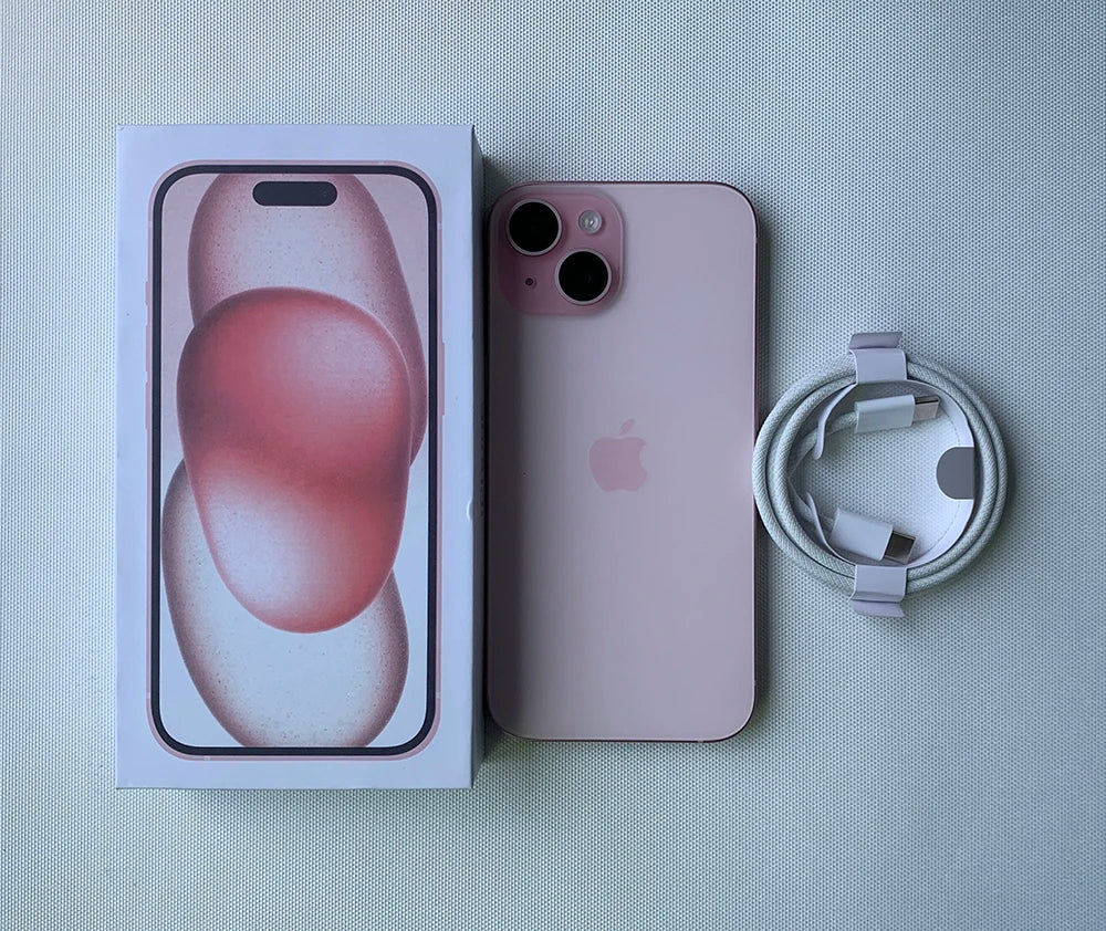 Original Used Apple iPhone 15 5G Mobile Phone Face ID 128GB/256/512GB Dual e-SIM NFC 48MP+12MP IOS A16 Hexa-Core SmartPhone