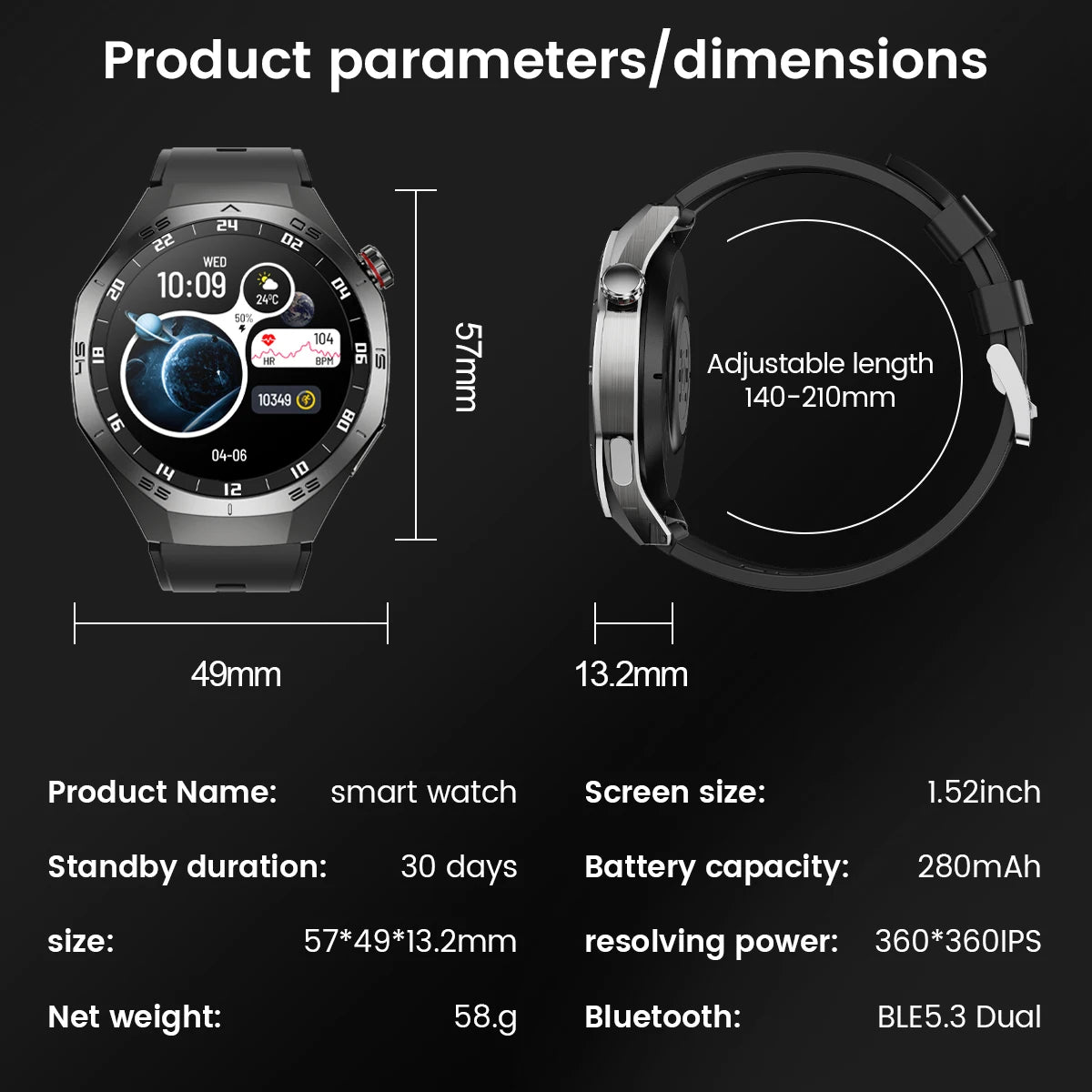 2025New For Huawei GT5 Pro Smart Watch Men HD AMOLED Screen GPS Motion trajectory HeartRate Bluetooth Call 1.52" SmartWatch IP68