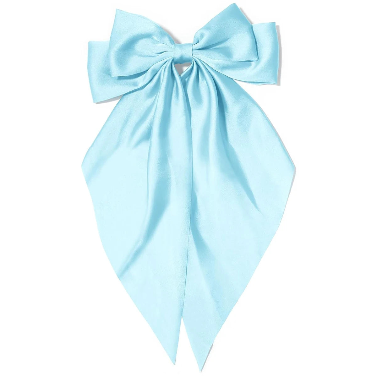 Women's pink bow hair clip, large white satin bow, long tail alligator clip, big hair bow girl suitable for birthday wedding dan