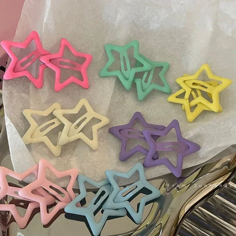 10/50pcs Colorful Kawaii Star Barrettes Y2K Sweet Girls BB Solid Star Hairclips Metal Snap Clip Headdress Hair Jewelry Gifts