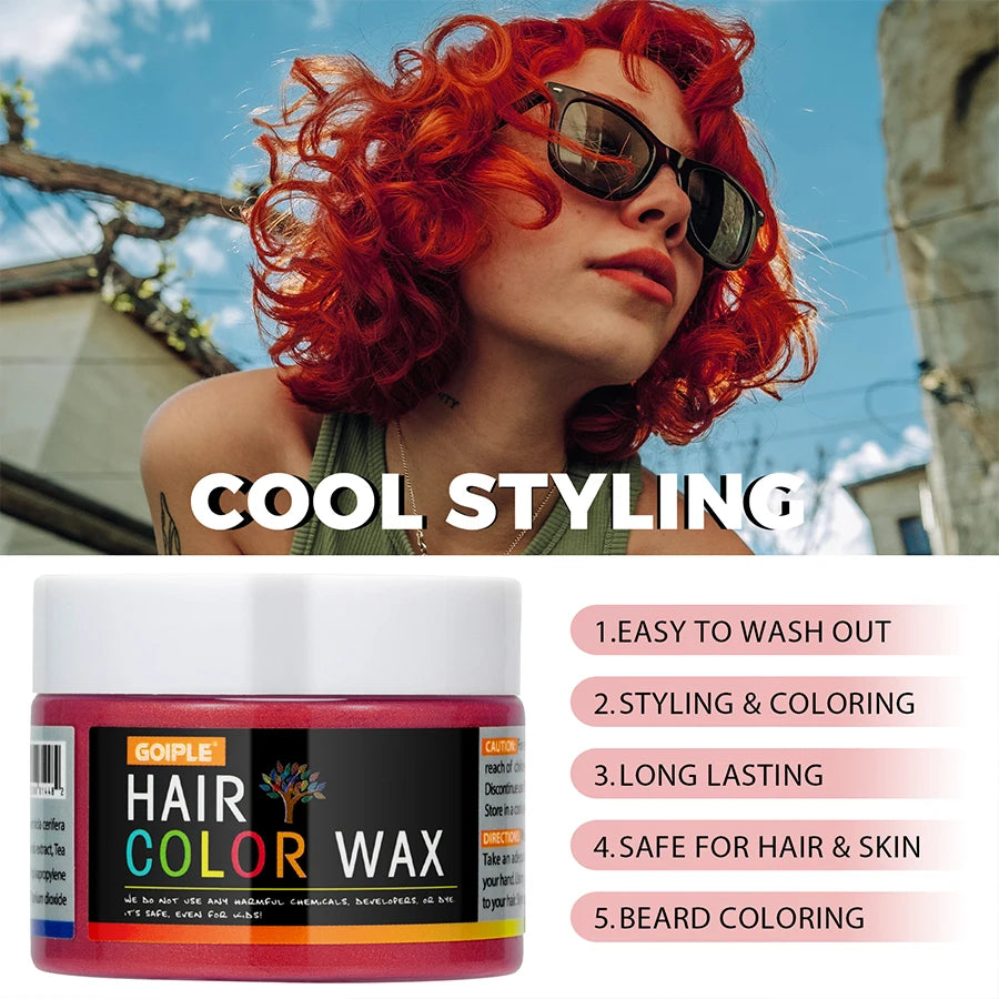 GOIPLE DIY Hairs Dyed Mud Hair Colour Wax Easy To Wash Long Lasting Dye for Eyebrow Beards Coloring Temporary Hair Colour Cream