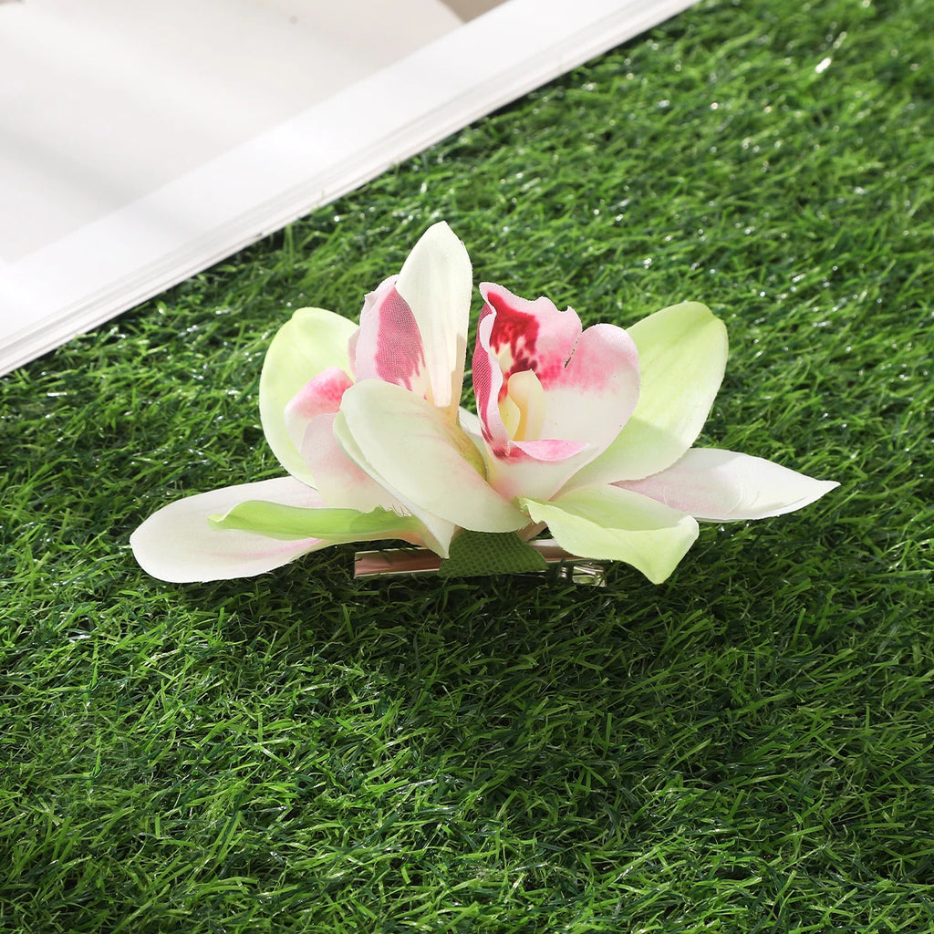 Orchid Flowers Hair Clips Bohemian Small Hairpin Bridal Barrette Beach Wedding Flower Women Holiday Hair Clip Hair Accessories