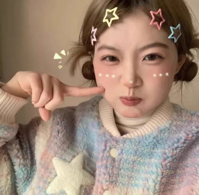10/50pcs Colorful Kawaii Star Barrettes Y2K Sweet Girls BB Solid Star Hairclips Metal Snap Clip Headdress Hair Jewelry Gifts