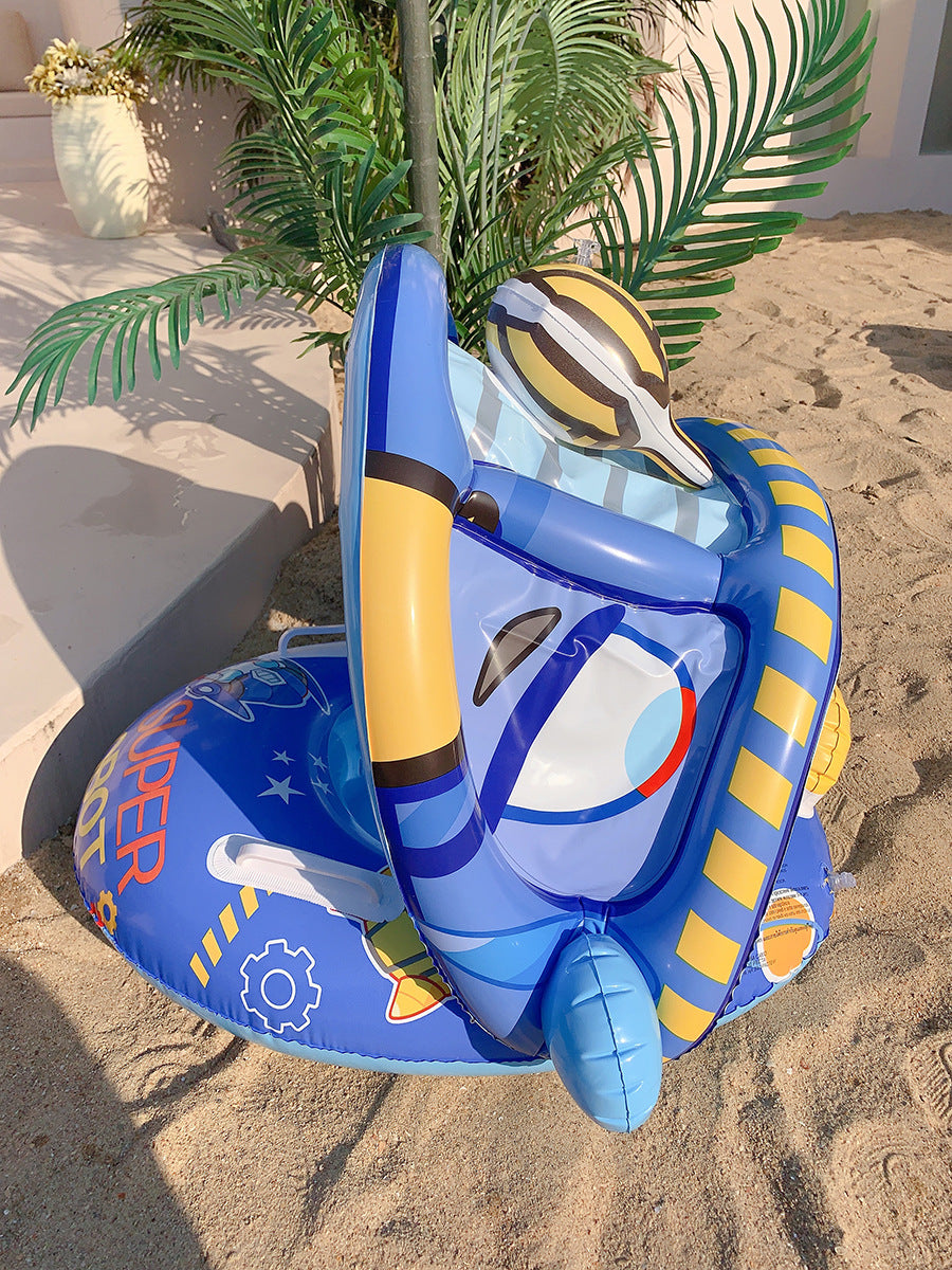 Infant Baby Float Swimming Seat Circle Inflatable Pool Swimming Ring Baby Water Seat with Sunshade Summer Beach Party Toys