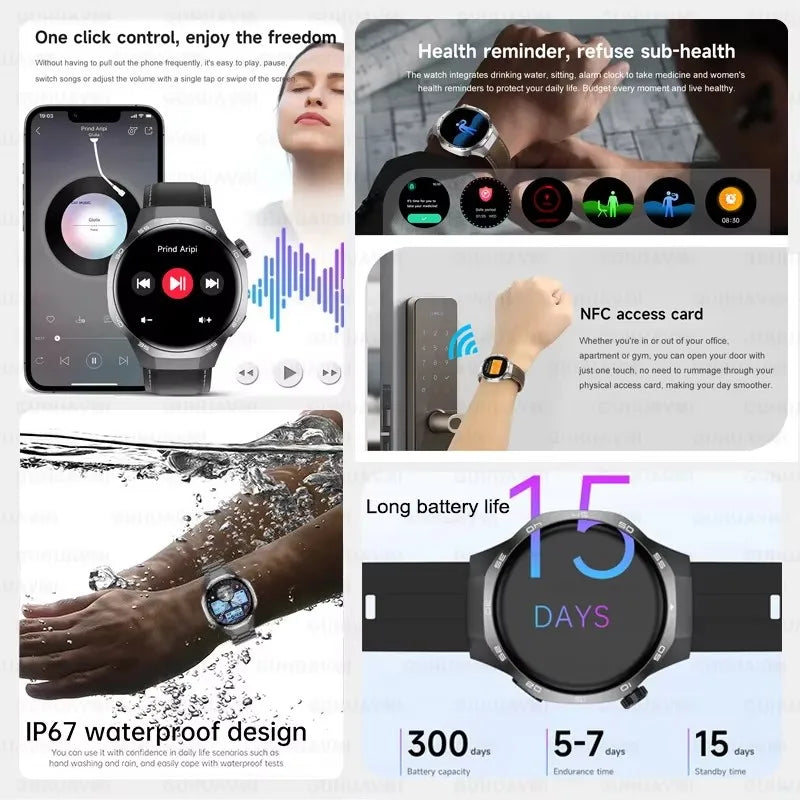 2025 For HUAWEI GT5 Pro GPS Track Smart Watch Men 360*360 AMOLED Screen NFC BT Call Waterproof Health Monitor Man Smartwatches