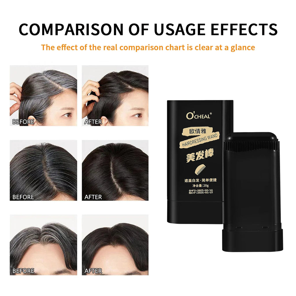 Ocheal 3-Color Quick Touch-Up Hair Stick Beard Color Stick Portable Temporary Quick Coverage Hair Pen Instant Dye Stick Comb