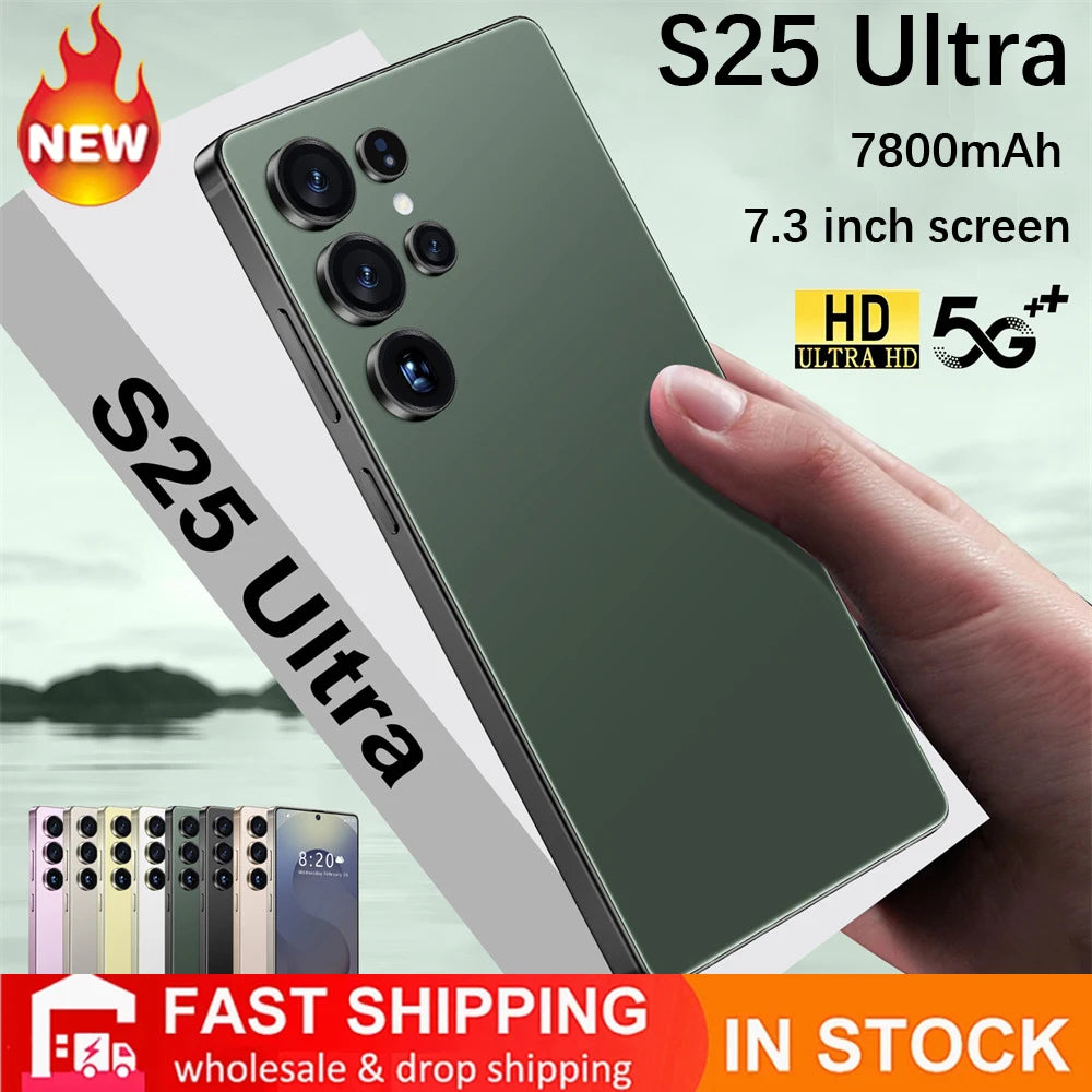 Cellphones S25 Ultra 7.3HD Original Mobile Phones 4G 5G Dual SIM Card Smartphone 7800mAh Android 14 Global Version Cell Phone