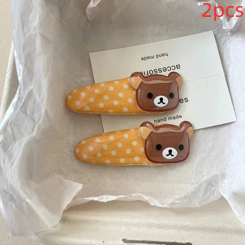 1/2pcs Kawaii Rilakkuma Bangs Side Clip Cartoon Cute Wave Point BB Hair Clip Sweet Versatile Hairpin Hair  Birthday Gift