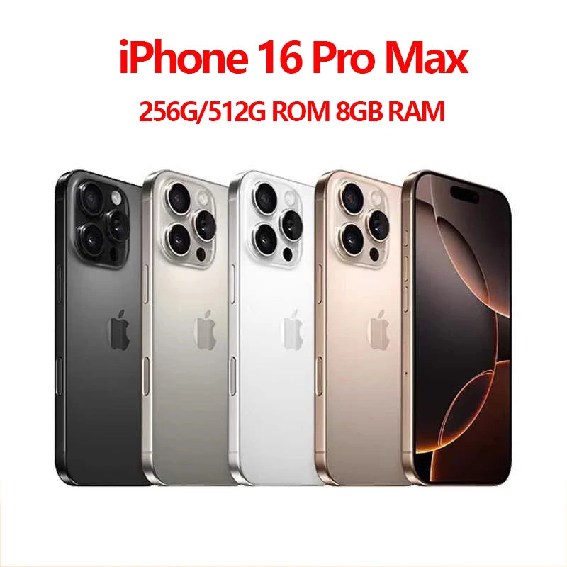 Apple iPhone 16 Pro Max 6.9" 5G Dual SIM Card Smartphone LTPO Super Retina XDR OLED Face ID NFC A18Pro 256/512GB 8GB Unlocked