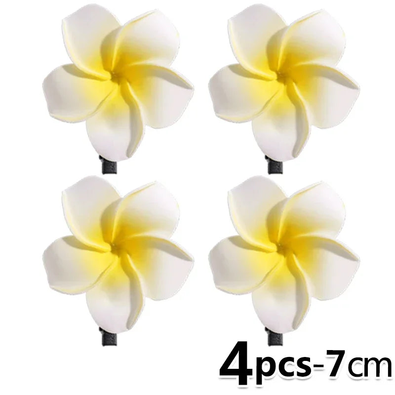 1-10pcs Plumeria Flower Hair Clips For Women Hairpins Girls Side Bangs Clips Flower Barrette Hawaiian Party Bag Hat Accessories