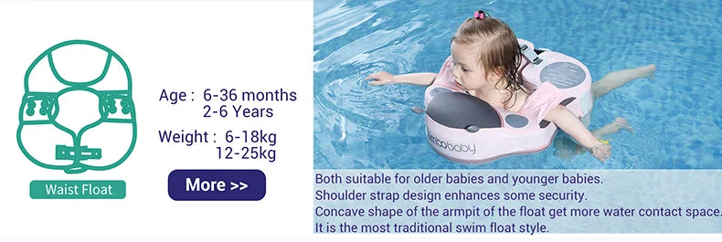 Mambobaby VIP Dropshipping Non-Inflatable Baby  Floats with Canopy  Underarm Swimming  Floater Spa Buoy Trainer Suppliers