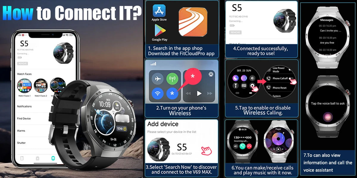 2025New For Huawei GT5 Pro Smart Watch Men HD AMOLED Screen GPS Motion trajectory HeartRate Bluetooth Call 1.52" SmartWatch IP68