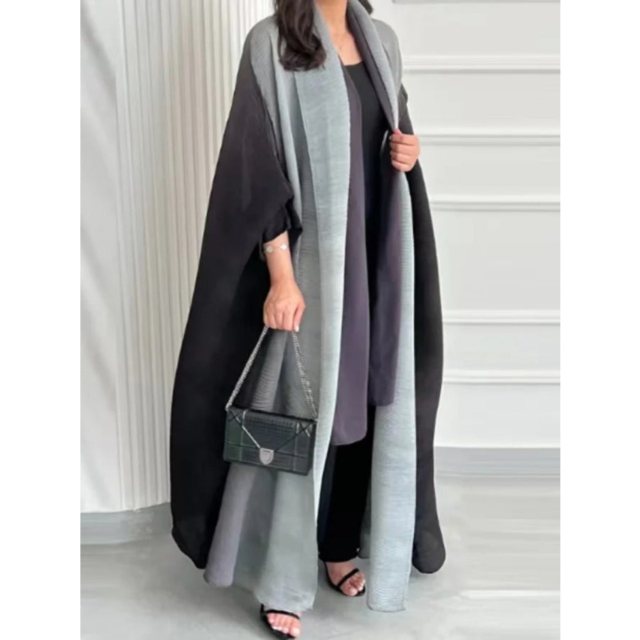 Muslim Abaya for Women Bat Sleeve Pleated Gradient Cardigan Trench Coat 2023 Autumn Dubai Abayas Plus Size Women's Luxury Coat