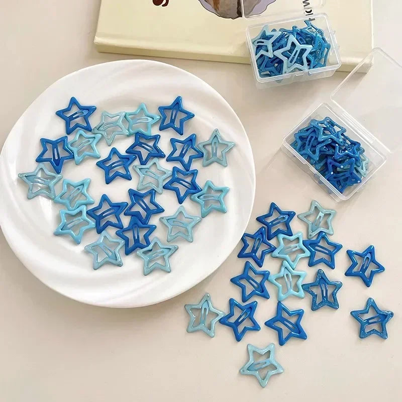 10/50pcs Colorful Kawaii Star Barrettes Y2K Sweet Girls BB Solid Star Hairclips Metal Snap Clip Headdress Hair Jewelry Gifts