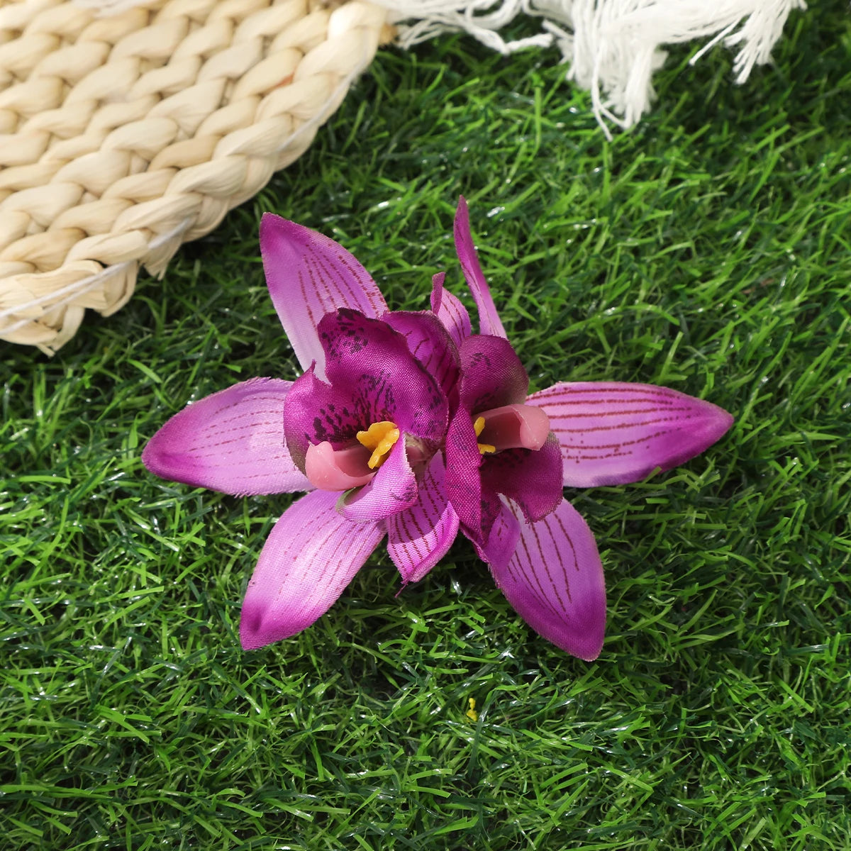 Orchid Flowers Hair Clips Bohemian Small Hairpin Bridal Barrette Beach Wedding Flower Women Holiday Hair Clip Hair Accessories