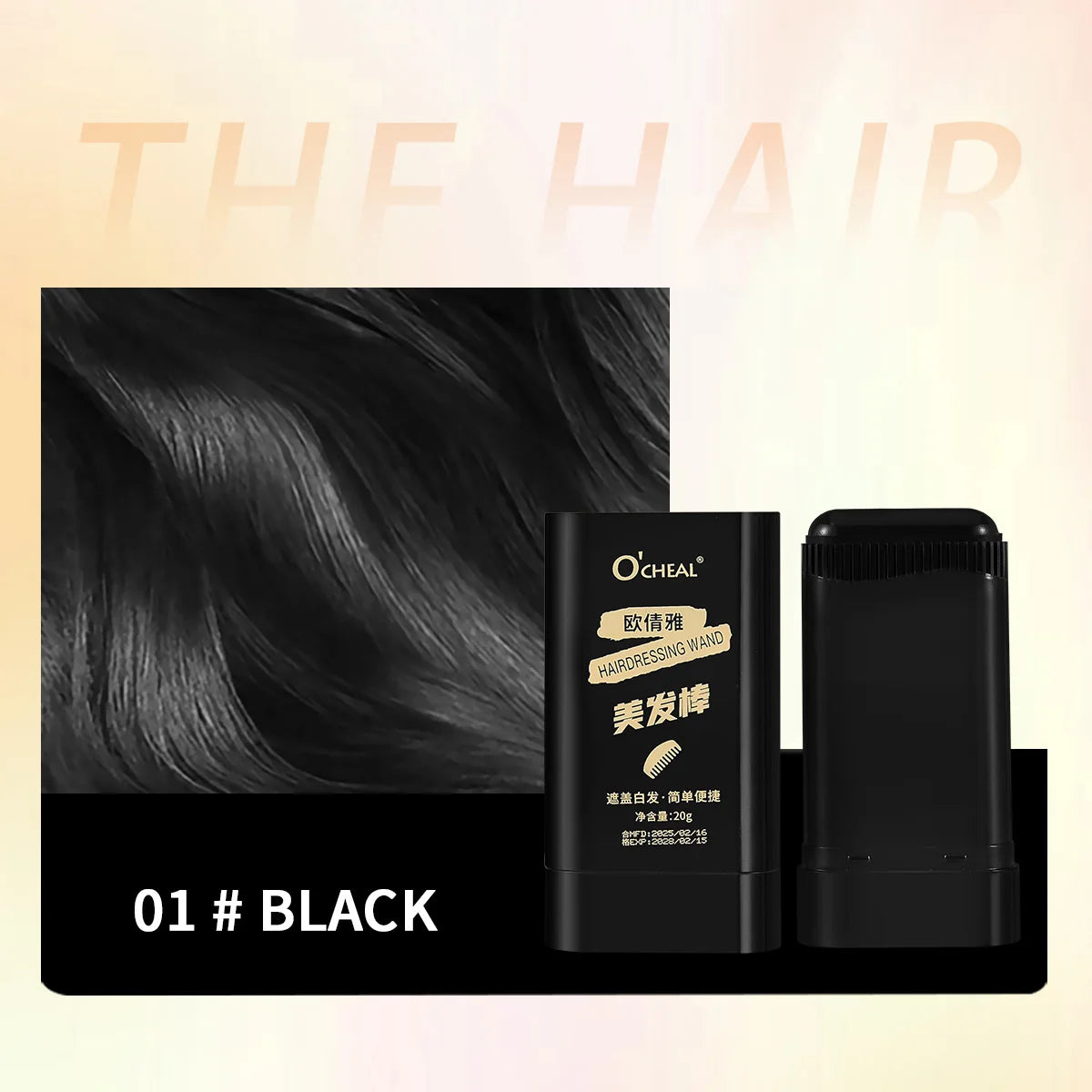Ocheal 3-Color Quick Touch-Up Hair Stick Beard Color Stick Portable Temporary Quick Coverage Hair Pen Instant Dye Stick Comb