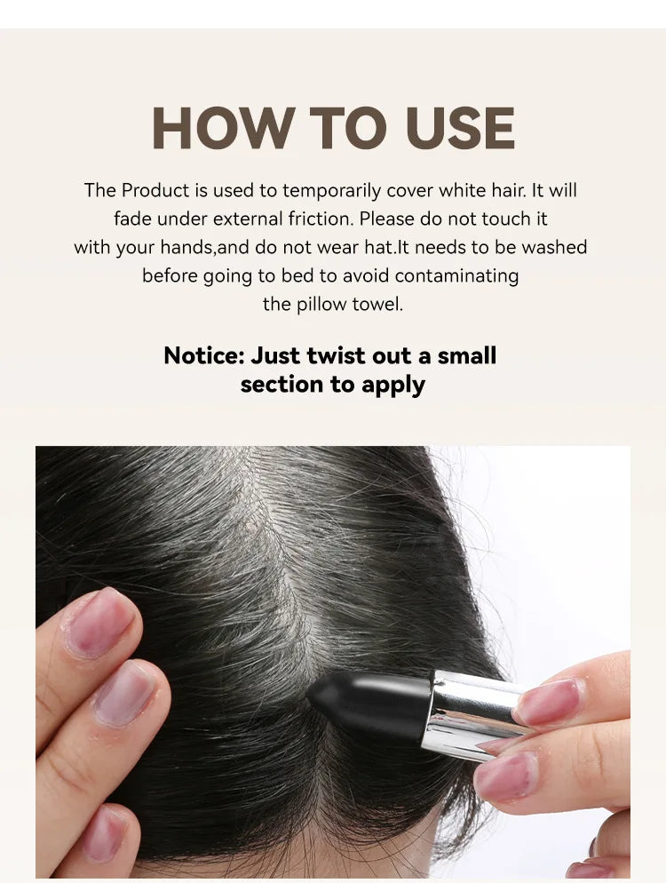 Black and Brown One-off Temporary Hair Coloring Covered White Hairs Hairline Disposable Lipstick Hair Dye Stick Smear Type Dye