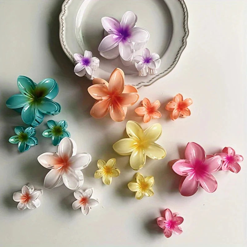 18Pcs Egg Flower Hair Clips Gradient Candy Color Flowers Suitable for Daily Use Backcombed Ponytail Shark Clip Hair Accessories