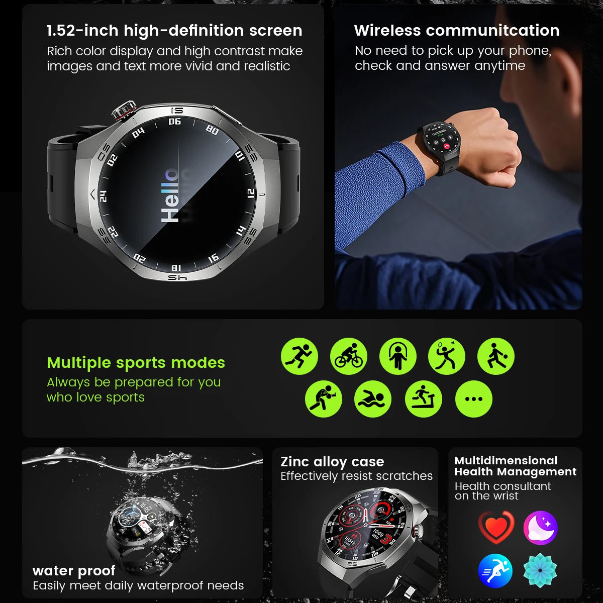 2025New For Huawei GT5 Pro Smart Watch Men HD AMOLED Screen GPS Motion trajectory HeartRate Bluetooth Call 1.52" SmartWatch IP68