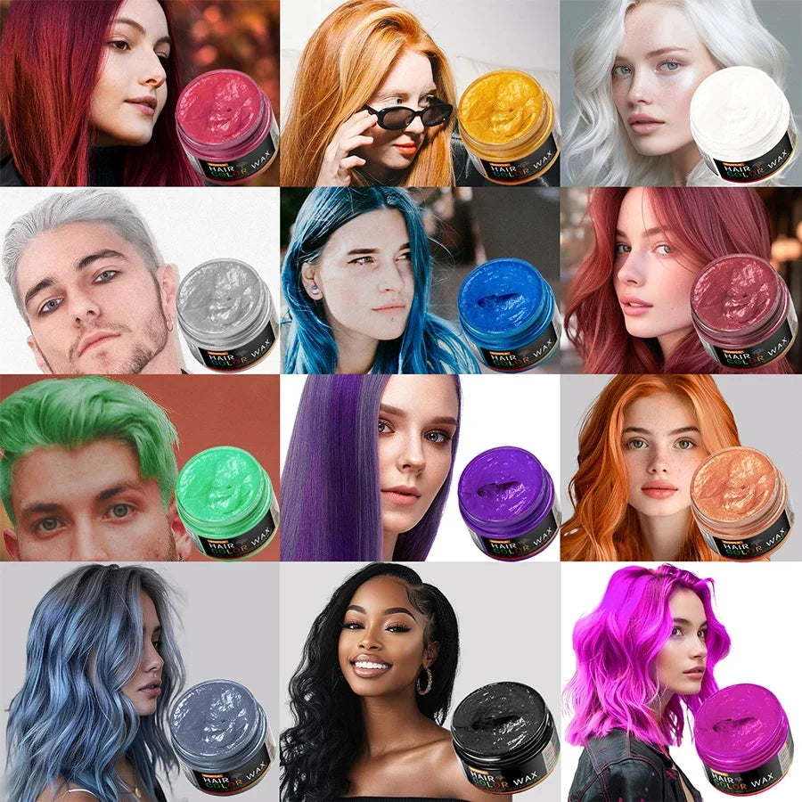 GOIPLE DIY Hairs Dyed Mud Hair Colour Wax Easy To Wash Long Lasting Dye for Eyebrow Beards Coloring Temporary Hair Colour Cream