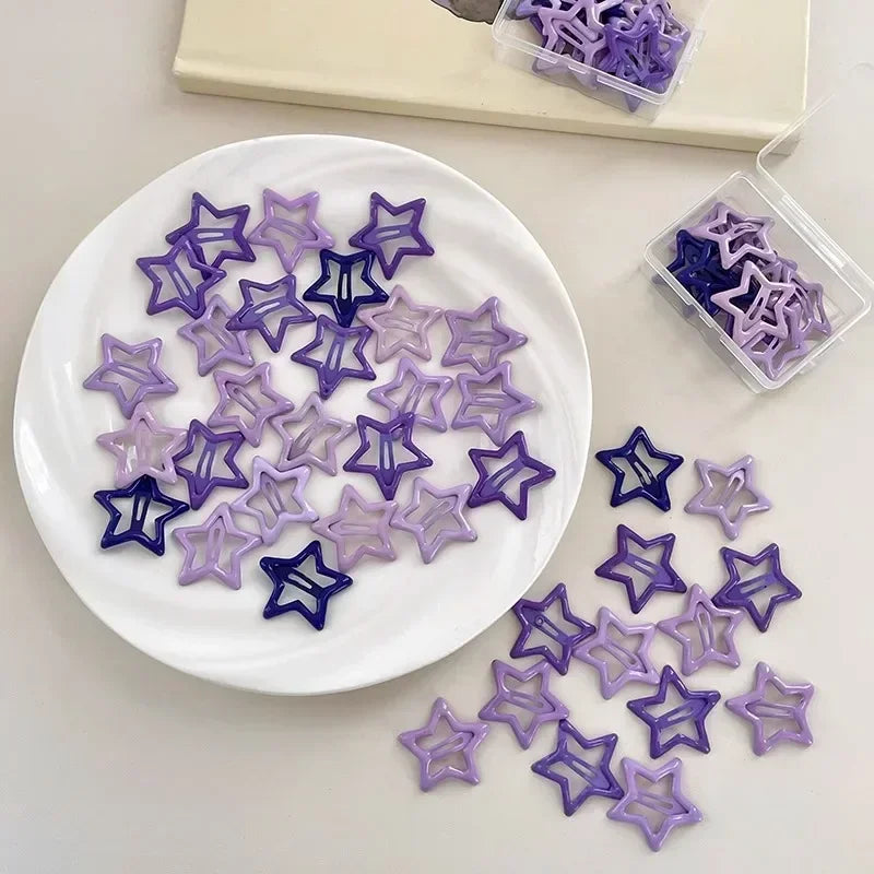 10/50pcs Colorful Kawaii Star Barrettes Y2K Sweet Girls BB Solid Star Hairclips Metal Snap Clip Headdress Hair Jewelry Gifts