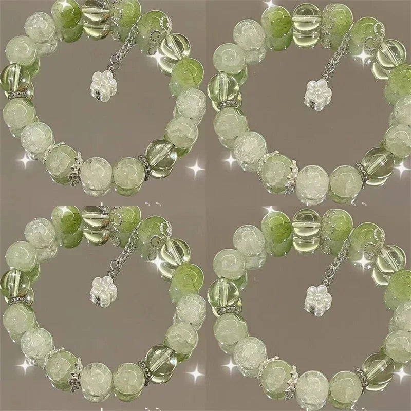 New Simple Beads Crystal Bracelet for Women Girls Korean Ins Flower Fox Feather Tassel Bracelets Friendship Jewelry Gifts 2024