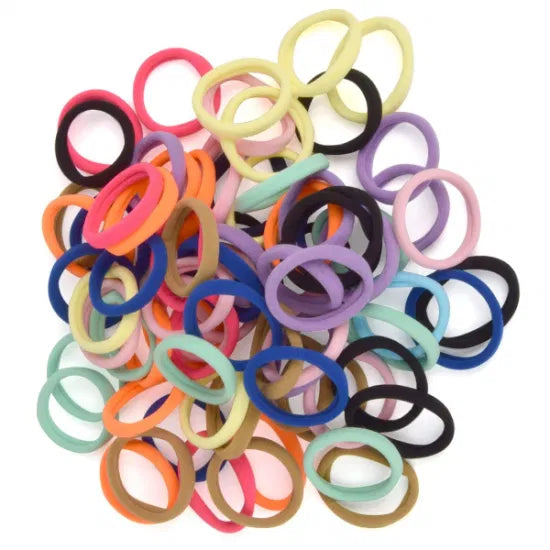 United Fashion Thick Seamless Cotton Hair Bands, Ponytail Holders Hair Accessories No Damage for Thick Hair (Mix colours) 100PCS