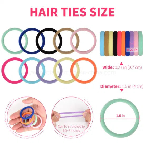 United Fashion Thick Seamless Cotton Hair Bands, Ponytail Holders Hair Accessories No Damage for Thick Hair (Mix colours) 100PCS