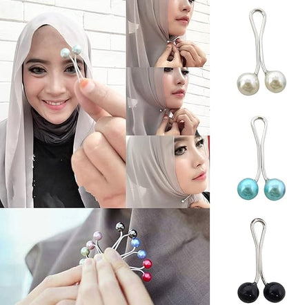 Honbay 12PCS Cute Hijab Pins Crystal Rhinestone Ball Pearl Brooch Pins Headscarf Shawl Scarf Muslim Hijab Scarf Clips Safety Pins Buttons Wedding Dress Decorative Boutonniere