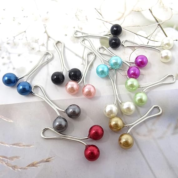 Honbay 12PCS Cute Hijab Pins Crystal Rhinestone Ball Pearl Brooch Pins Headscarf Shawl Scarf Muslim Hijab Scarf Clips Safety Pins Buttons Wedding Dress Decorative Boutonniere